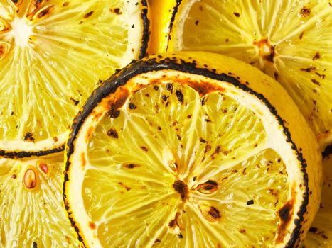 close up of grilled lemon slices