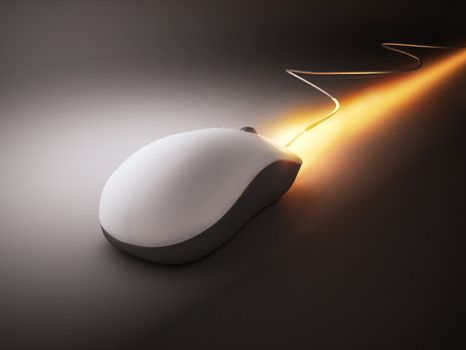 High speed white mouse with rocket fire