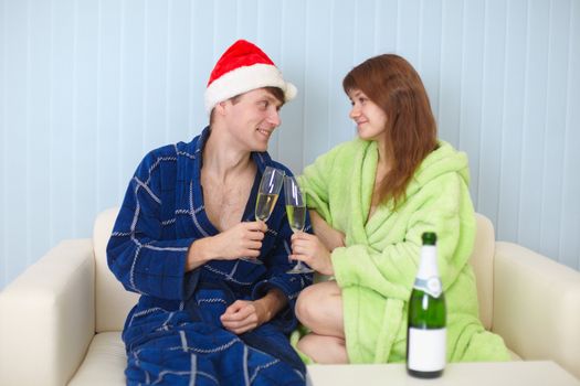 The man and the woman together celebrate Christmas