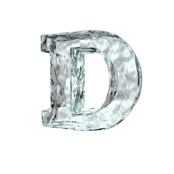 frozen uppercase letter D on white background - 3d illustration