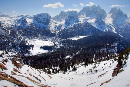 Wonderul view of Dolomites Mountains in Italy