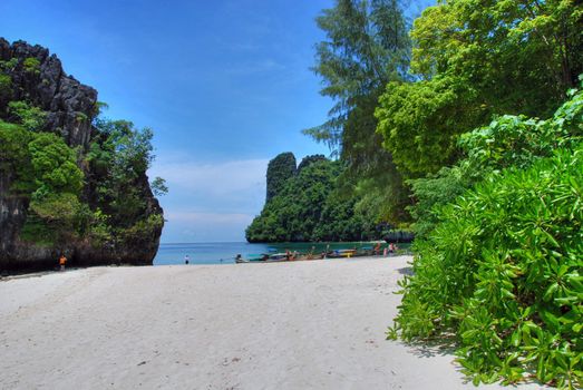 Detail of a Thailand Island with water and vegetation