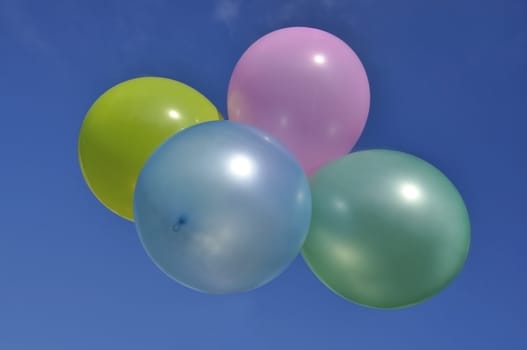 Balls air color against the blue sky
