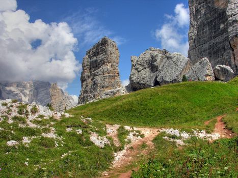 Detail of the Dolomites Mountains in Italy during Summer