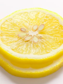 close up of a stack of sliced lemons