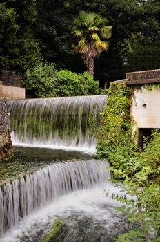 Fast  flowing waterfalls in Cheddar UK