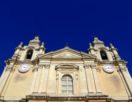 Facade of the Cathedral in Mdina, Malta, Mediterranean