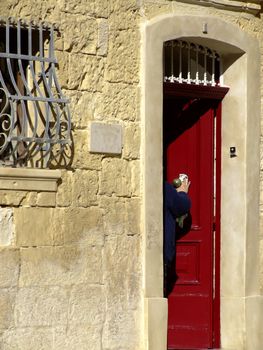 Medieval facade of house in the old city of Mdina, Malta