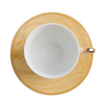 Teacup and saucer with clipping path, view from above