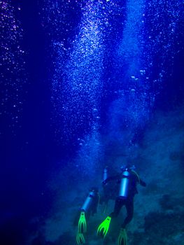 under water world at Maldives blue clear sea