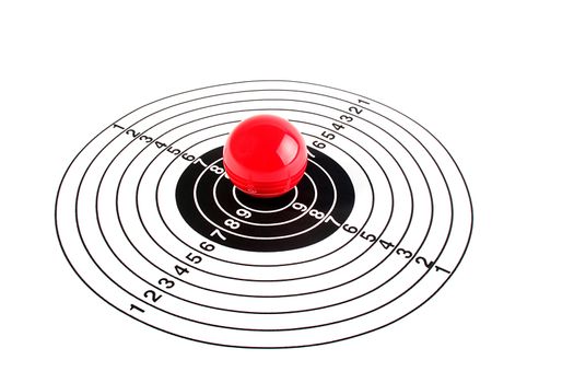 Target for training of accuracy with a red ball in the centre.