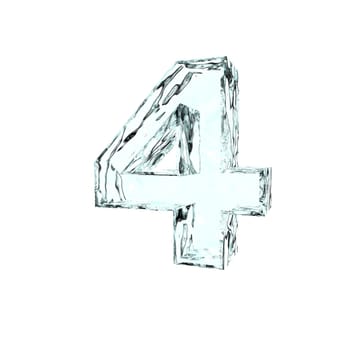 frozen number four on white background - 3d illustration