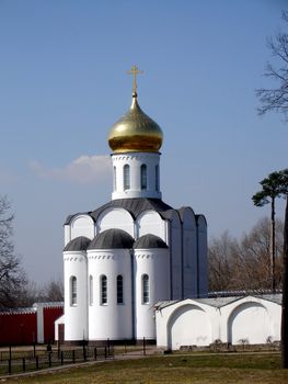 Russian white orthodox church in Moscow city