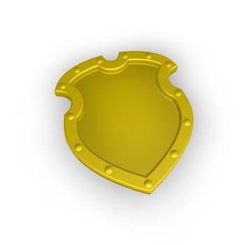 golden shield on white background - 3d illustration