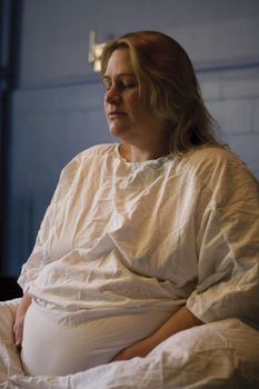 Pregnant women in labor with relax look
