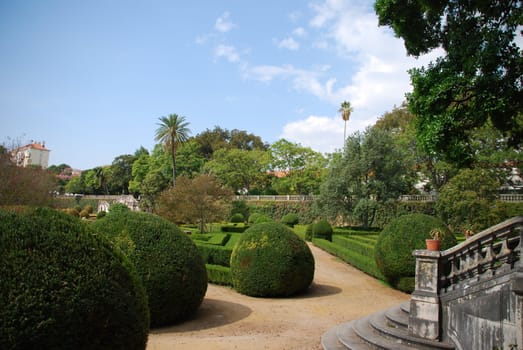 beautiful ornamental Ajuda garden in Lisbon, Portugal