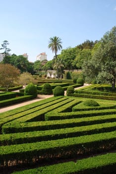 beautiful ornamental Ajuda garden in Lisbon, Portugal