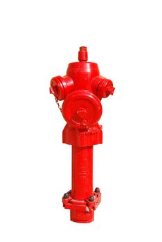 photo of a bright red fire hydrant over white