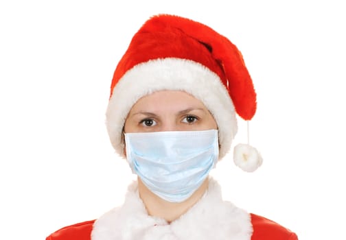 santa claus in a gauze bandage isolated on white background