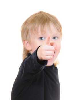 The cheerful child isolated on white background