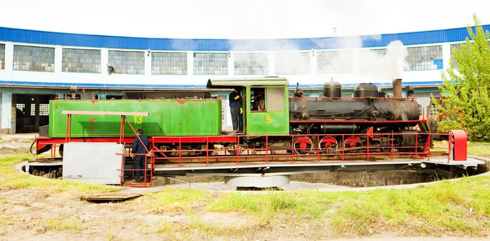 steam locomotive in depot, Kostolac, Serbia