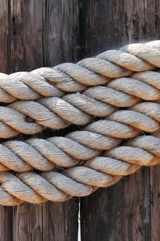 old rope to tied a sail boat to the pier