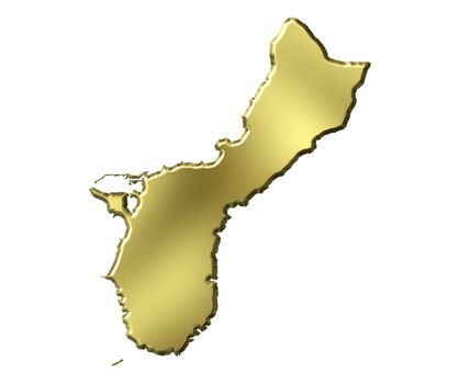 Guam 3d golden map isolated in white
