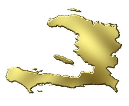 Haiti 3d golden map isolated in white