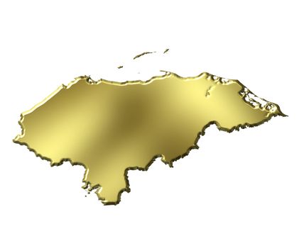 Honduras 3d golden map isolated in white