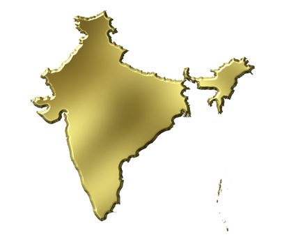 India 3d golden map isolated in white