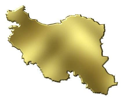 Iran 3d golden map isolated in white