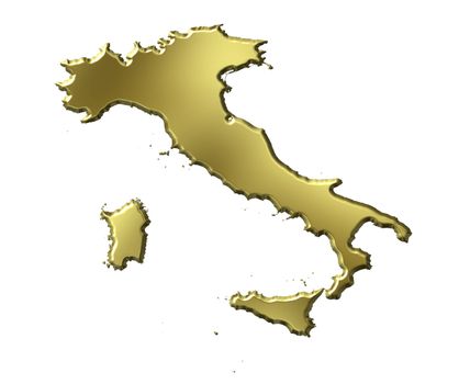 Italy 3d golden map isolated in white