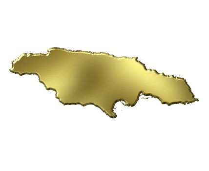 Jamaica 3d golden map isolated in white