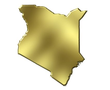 Kenya 3d golden map isolated in white