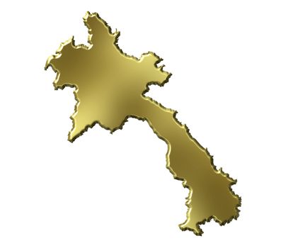 Laos 3d golden map isolated in white