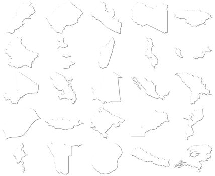 Lebanon-Netherlands 3D White Maps isolated in white
