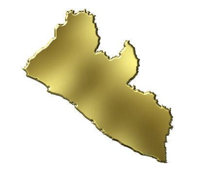 Liberia 3d golden map isolated in white