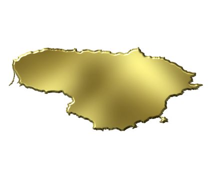 Lithuania 3d golden map isolated in white