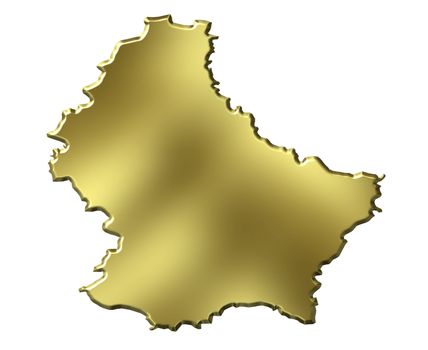 Luxembourg 3d golden Map isolated in white