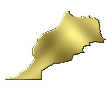 Morocco 3d golden map isolated in white
