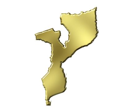 Mozambique 3d golden map isolated in white