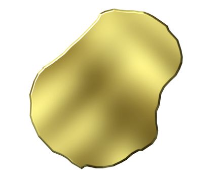 Nauru 3d golden map isolated in white