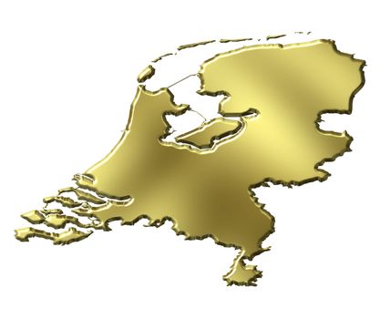 Netherlands 3d golden map isolated in whi