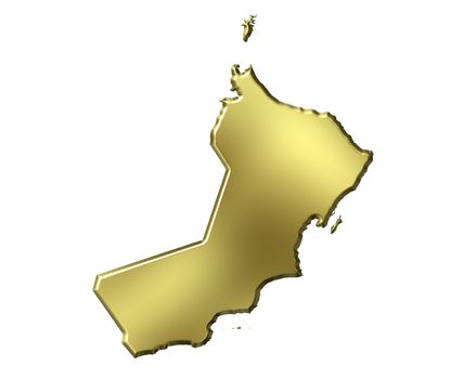Oman 3d golden map isolated in white
