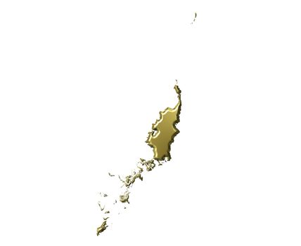 Palau 3d golden map isolated in white