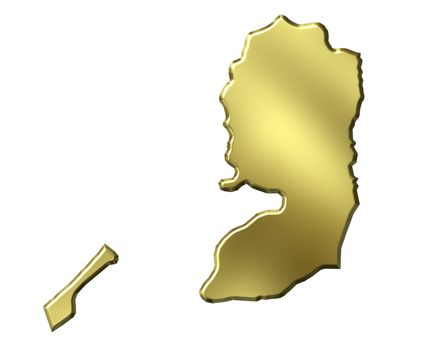 Palestine 3d golden map isolated in white