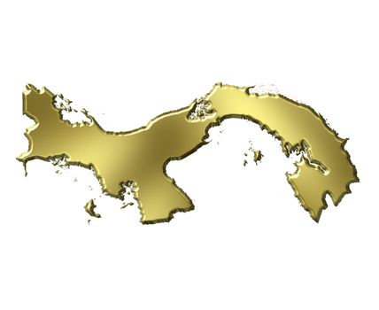 Panama 3d golden map isolated in white