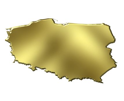 Poland 3d golden map isolated in white