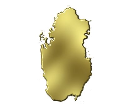 Qatar 3d golden map isolated in white