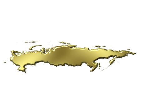 Russia 3d golden map isolated in white